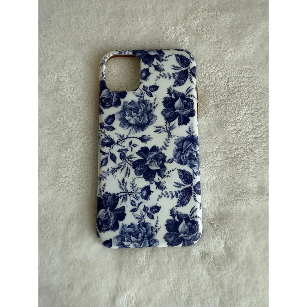 Casely 11‎ Pro iphone Phone Case Blue and White Rose Floral